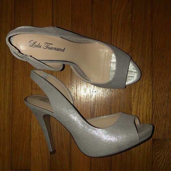 Lulu Townsend Silver Heels Formal Sandals Nicola - Picture 3 of 4